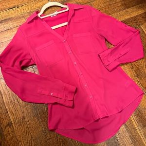 Hot pink button down